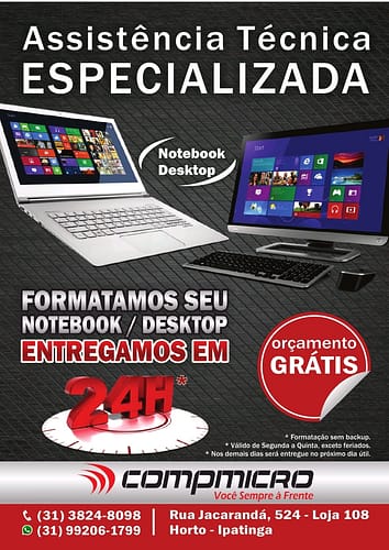 Compmicro a sua empresa de assistência especializada em NOTBOOKS e COMPUTADORES